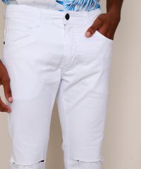 Calca-de-Sarja-Masculina-Skinny-com-Rasgo-no-Joelho-Branca-9967026-Branco_4
