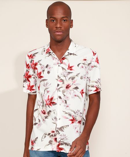 Camisa-Masculina-Relaxed-Estampada-Floral-Manga-Curta-Branca-9949056-Branco_1