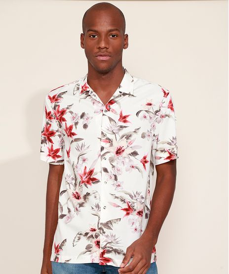 Camisa-Masculina-Relaxed-Estampada-Floral-Manga-Curta-Branca-9949056-Branco_1