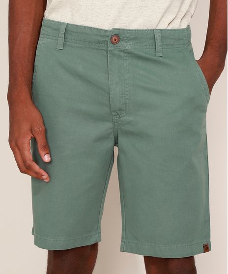 Bermuda-de-Sarja-Masculina-Reta-com-Bolsos-Verde-9635295-Verde_1