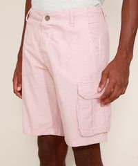 Bermuda-Masculina-Cargo-Chino-Texturizada-com-Linho-Rosa-Claro-9972987-Rosa_Claro_6