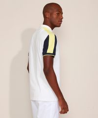 Polo-de-Piquet-Masculina-Tradicional-com-Recorte-e-Bordado-Manga-Curta-Contrastante-Branca-9965283-Branco_2