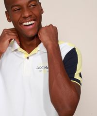 Polo-de-Piquet-Masculina-Tradicional-com-Recorte-e-Bordado-Manga-Curta-Contrastante-Branca-9965283-Branco_5