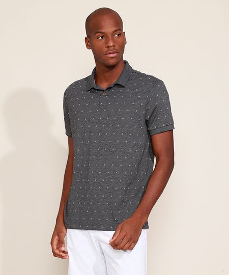 Polo-Masculina-Tradicional-Estampada-Mini-Print-Manga-Curta-Cinza-Mescla-Escuro-9965294-Cinza_Mescla_Escuro_1