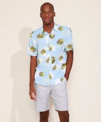 Camisa-Masculina-Tradicional-Estampada-de-Coqueiros-Manga-Curta-Azul-Claro-9947770-Azul_Claro_3