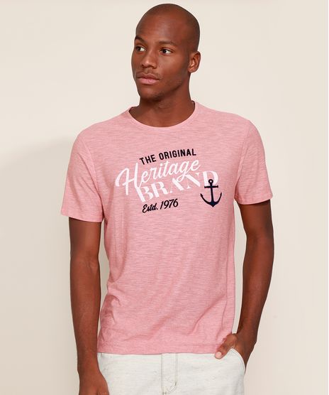 Camiseta-Masculina--The-Original-Heritage-Brand--Flocada-Manga-Curta-Gola-Careca-Coral-9961747-Coral_1