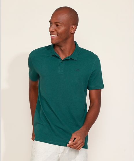 Polo-de-Piquet-Masculina-Basica-Comfort-Manga-Curta-Verde-Escuro-9597168-Verde_Escuro_1