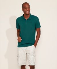 Polo-de-Piquet-Masculina-Basica-Comfort-Manga-Curta-Verde-Escuro-9597168-Verde_Escuro_3