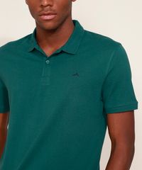 Polo-de-Piquet-Masculina-Basica-Comfort-Manga-Curta-Verde-Escuro-9597168-Verde_Escuro_4