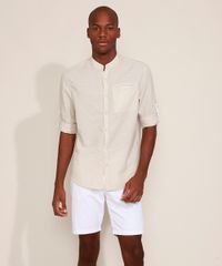 Camisa-Masculina-Comfort-com-Linho-e-Bolso-Manga-Longa-Gola-Padre-Kaki-9645929-Kaki_3