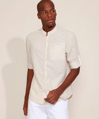 Camisa-Masculina-Comfort-com-Linho-e-Bolso-Manga-Longa-Gola-Padre-Kaki-9645929-Kaki_5