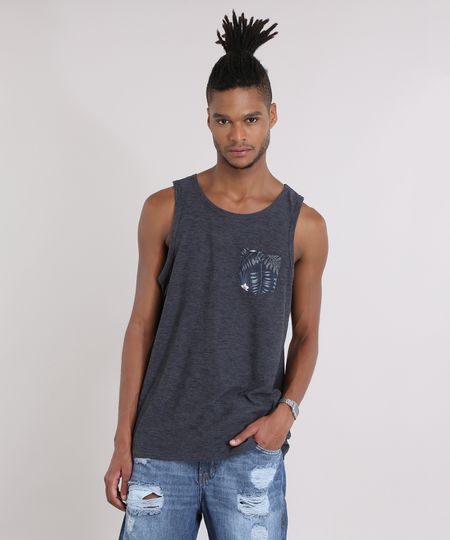 Regata-com-Bolso-Estampado-de-Folhagem-Cinza-Mescla-Escuro-8969430-Cinza_Mescla_Escuro_1