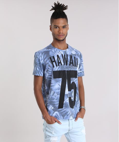 Camiseta-Estampada-Floral--Hawaii-75--em-Algodao---Sustentavel-Azul-8972065-Azul_1