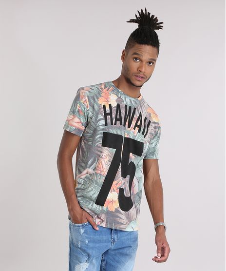 Camiseta-Estampada-Floral--Hawaii-75--em-Algodao---Sustentavel-Verde-8972065-Verde_1