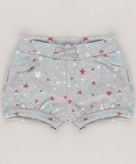 Short-Estampado-de-Estrelas-em-Algodao---Sustentavel-Cinza-Mescla-9036000-Cinza_Mescla_1