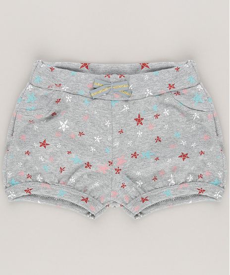 Short-Estampado-de-Estrelas-em-Algodao---Sustentavel-Cinza-Mescla-9036000-Cinza_Mescla_1