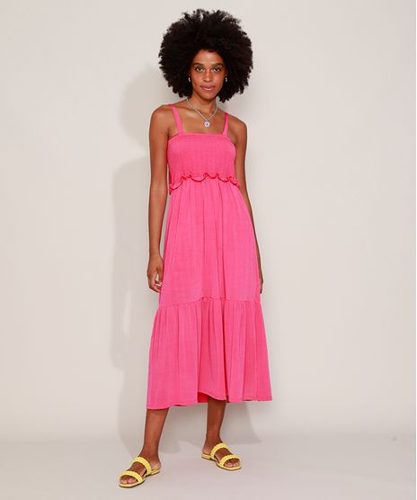 Vestido-Feminino-Midi-com-Lastex-Alca-Fina-de-Amarrar-Pink-9974789-Pink_1