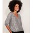 Blusa-de-Paete-Feminina-Ampla-Manga-Bufante-Decote-V-Grafite-9957714-Grafite_1