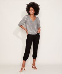 Blusa-de-Paete-Feminina-Ampla-Manga-Bufante-Decote-V-Grafite-9957714-Grafite_3