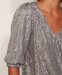 Blusa-de-Paete-Feminina-Ampla-Manga-Bufante-Decote-V-Grafite-9957714-Grafite_4