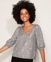 Blusa-de-Paete-Feminina-Ampla-Manga-Bufante-Decote-V-Grafite-9957714-Grafite_6