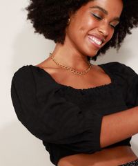 Blusa-Cropped-Feminina-Texturizada-com-Lastex-Manga-3-4-Decote-Reto-Preto-9970024-Preto_6