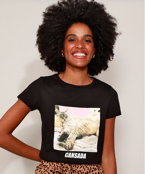 Camiseta-Feminina-Gatinho-Manga-Curta-Decote-Redondo-Preta-9968592-Preto_1