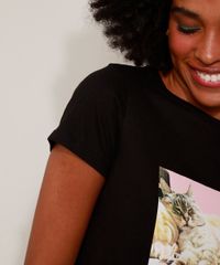 Camiseta-Feminina-Gatinho-Manga-Curta-Decote-Redondo-Preta-9968592-Preto_5