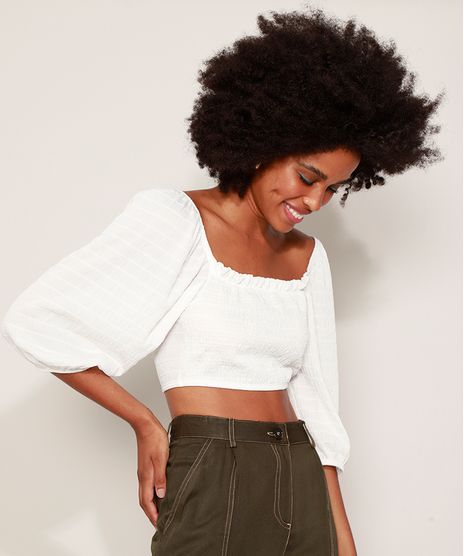 Blusa-Cropped-Feminina-Texturizada-com-Lastex-Manga-3-4-Decote-Reto-Off-White-9970024-Off_White_1