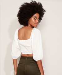 Blusa-Cropped-Feminina-Texturizada-com-Lastex-Manga-3-4-Decote-Reto-Off-White-9970024-Off_White_2