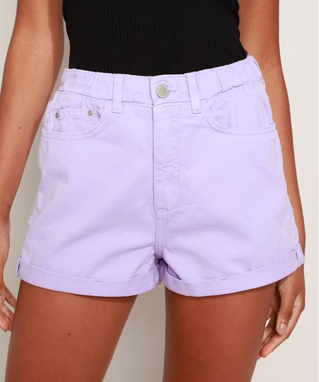 Short-de-Sarja-Feminino-Mom-Cintura-Alta-com-Elastico-Barra-Dobrada-Lilas-9971216-Lilas_1