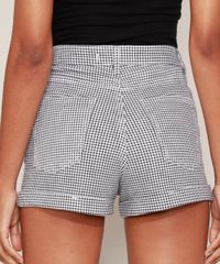 Short-de-Sarja-Feminino-Xadrez-Hot-Pant-Cintura-Alta-com-Bolsos-Preto-9977159-Preto_2