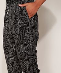 Calca-Feminina-Estampada-Folhagem-Reta-Cintura-Alta-com-Bolsos-Preta-9957446-Preto_4