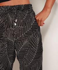 Calca-Feminina-Estampada-Folhagem-Reta-Cintura-Alta-com-Bolsos-Preta-9957446-Preto_5