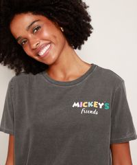 Camiseta-Feminina--Mickey-s-Friends--Manga-Curta-Decote-Redondo-Cinza-9973274-Cinza_5
