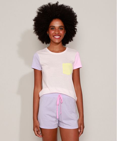 Pijama-Feminino-com-Bolso-Manga-Curta-Multicor-9971455-Multicor_1
