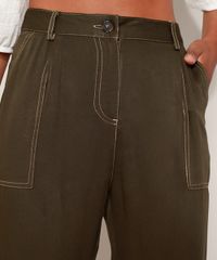Calca-Feminina-Estampada-Reta-Cintura-Alta-com-Bolsos-Verde-Militar-9948878-Verde_Militar_5