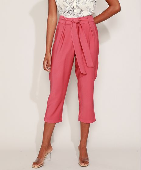 Calca-Feminina-Carrot-Cintura-Alta-com-Faixa-Rosa-Escuro-9949038-Rosa_Escuro_1