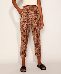 Calca-Feminina-Carrot-Estampada-Animal-Print-de-Onca-Cintura-Alta-Marrom-9957447-Marrom_1