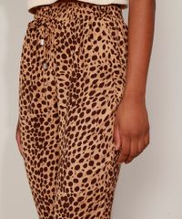Calca-Feminina-Carrot-Estampada-Animal-Print-de-Onca-Cintura-Alta-Marrom-9957447-Marrom_6