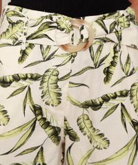 Short-Feminino-Cintura-Alta-Alfaiatado-Estampado-de-Folhagem-com-Cinto-Bege-Claro-9947877-Bege_Claro_6