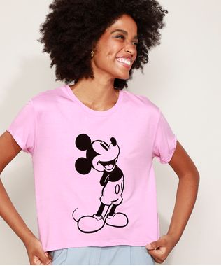 Camiseta-de-Moletinho-Feminina-Mickey-Manga-Curta-Decote-Redondo-Rosa-9974092-Rosa_1