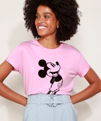 Camiseta-de-Moletinho-Feminina-Mickey-Manga-Curta-Decote-Redondo-Rosa-9974092-Rosa_5
