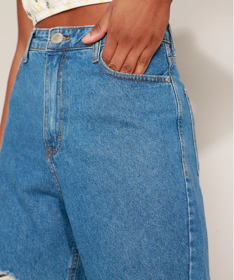 calça jeans feminina cintura alta desfiada