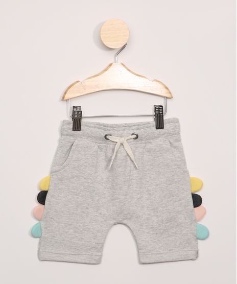 Bermuda-de-Moletom-Infantil-Dinossauro-e-Bolsos-Cinza-Mescla-9964057-Cinza_Mescla_1