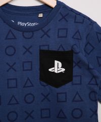 Camiseta-Infantil-PlayStation-Estampada-com-Bolso-Manga-Curta-Azul-Marinho-9968321-Azul_Marinho_2