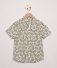 Camisa-Infantil-Estampada-de-Folhagem-Manga-Curta-Gola-Padre-Kaki-Claro-9948078-Kaki_Claro_1