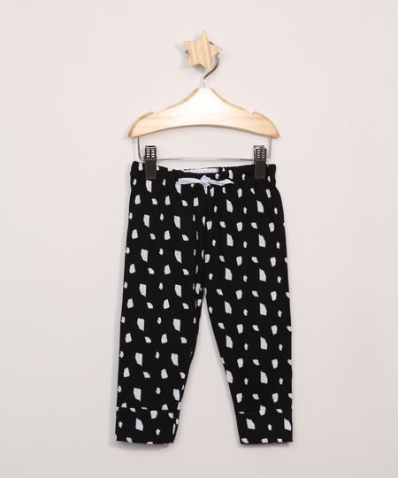 Calça Legging infantil Estampada de Poá Preta - 3-6 Menor preço em Calça Legging infantil Estampada de Poá Preta - 3-6