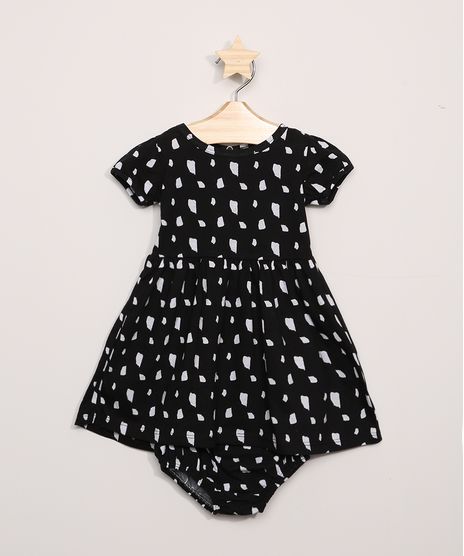 Vestido-Infantil-Estampado-de-Poa-Manga-Curta---Calcinha-Preto-9968514-Preto_1