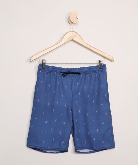 Short-Juvenil-Reto-Estampado-de-Flamingos-com-Bolsos-Azul-9962799-Azul_1
